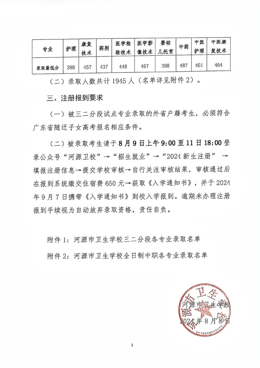 河源市衛(wèi)生學(xué)校2024級(jí)新生注冊(cè)報(bào)到通知(圖2)